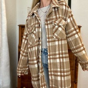 Love Tree Plaid Flannel Long Sleeve Shacket